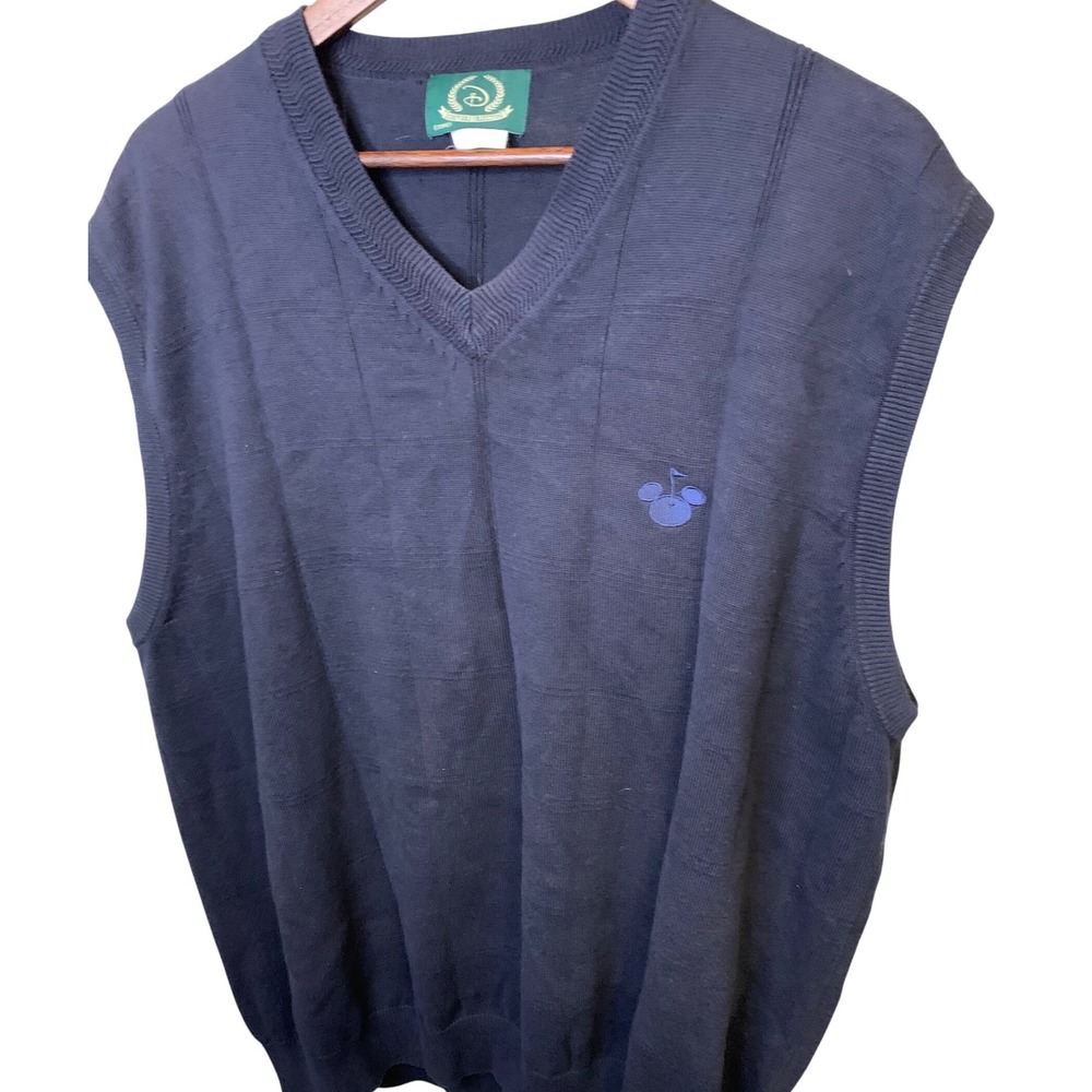 Disney Embroidered Golf Mens XL Navy Blue Mickey Mouse Sweater Vest Vintage